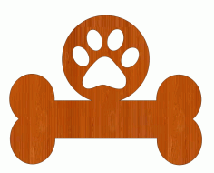 Laser Cut Dog Paw In Circle And Bone Wooden Ornament Free CDR Vectors Art