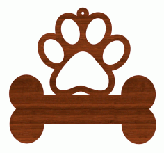 Laser Cut Wooden Paw Print And Bone Ornament Gift Tag Free CDR Vectors Art