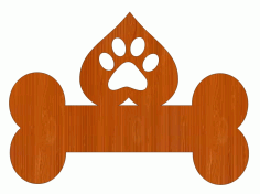 Laser Cut Wooden Spade Paw Print And Bone Ornament Gift Tag Free CDR Vectors Art