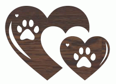 Laser Cut Wooden Dog Paw Couple Heart Gift Tag Free CDR Vectors Art