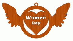 Laser Cut Wood Tag Women Day Wings International Womens Day 8 March Free CDR Vectors Art