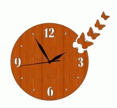 Laser Cut Attractive Butterfly Clock Template Wooden Free CDR Vectors Art