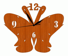 Laser Cut Butterfly Shaped Wood Wall Clock Cutout Free CDR Vectors Art