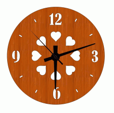 Laser Cut Decor Hearts Wood Wall Clock Free CDR Vectors Art