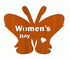 Laser Cut Wooden Butterfly Hearts International Womens Day 8 March Free CDR Vectors Art