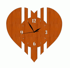 Laser Cut Heart Shaped Wood Wall Clock Template Free CDR Vectors Art