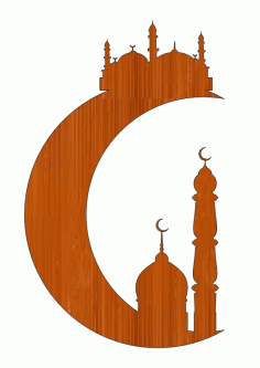 Laser Cut Ramadan Kareem Wooden Moon Cutout Free CDR Vectors Art
