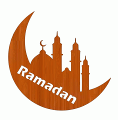Laser Cut Wood Ramadan Kareem Moon Islamic Decor Free CDR Vectors Art
