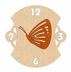 Laser Cut Customized Butterfly Wooden Wall Clock Free CDR Vectors Art