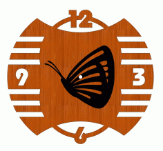 Laser Cut Elegant Butterfly Wooden Wall Clock Free CDR Vectors Art