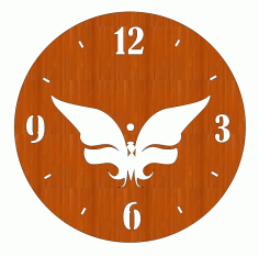 Laser Cut Elegant Wooden Wall Clock Butterfly Template Free CDR Vectors Art