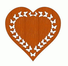 Laser Cut Heart Shaped Butterfly Wooden Wall Art Template Free CDR Vectors Art