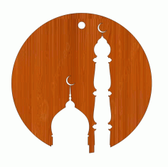 Laser Cut Mosque Ramadan Mubarak Wooden Masjid Unfinished Cutout Free CDR Vectors Art