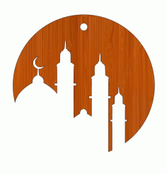 Laser Cut Ramadan Mubarak Mosque Wooden Masjid Cutout Free CDR Vectors Art