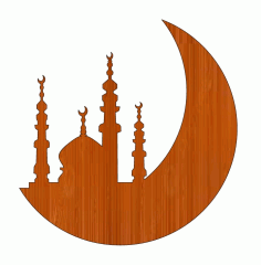 Laser Cut Ramadan Mubarak Masjid Moon Wooden Simple Mosque Cutout Free DXF File