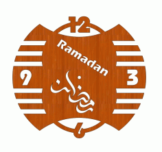 Laser Cut Stylish Ramadan Mubarak Calligraphy Wooden Wall Clock Free DXF File