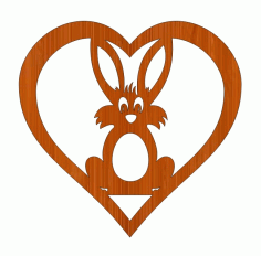 Laser Cut Decorative Rabbit Easter Bunny Heart Wood Tag Free DXF File