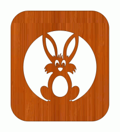 Laser Cut Decorative Rabbit Easter Bunny Wooden Gift Tag Free DXF File