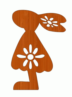 Laser Cut Decorative Rabbit Wooden Tag Easter Bunny  Free DXF File