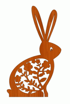 Laser Cut Stylish Rabbit Easter Bunny Wood Tag Free DXF File