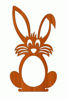 Laser Cut Stylish Rabbit Easter Bunny Wooden Gift Tag Free DXF File