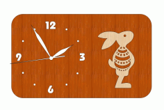 Laser Cut Distinguished Easter Bunny Wooden Wall Clock Free DXF File