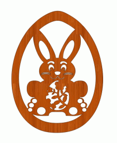 Laser Cut Distinguished Heart Shaped Easter Bunny Wooden Tag Free DXF File