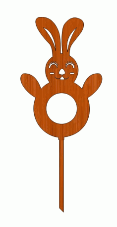 Laser Cut Distinguished Rabbit Easter Bunny Shaped Wooden Topper Free DXF File
