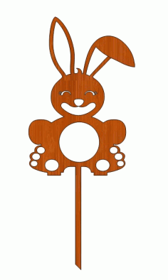 Laser Cut Distinguished Rabbit Heart Shaped Easter Bunny Wooden Topper Free DXF File