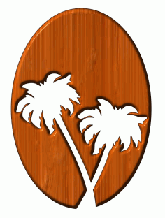 Laser Cut Palm Tree Shaped Unfinished Wood Tropical Craft Cup Coaster Free CDR Vectors Art
