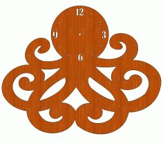 Laser Cut Octopus Cute 3d Wall Clock For Your Kids And Special Birthday Gift For Your Best Friend Free CDR Vectors Art