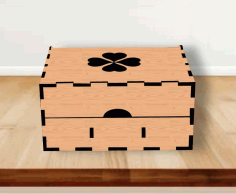 Laser Cut Heart Flower Engraved 3 Portions Wooden Jewelry Box Wedding Gift Box Template Free CDR Vectors Art