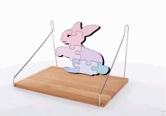 Laser Cut Rabbit Shaped Wooden Puzzle Educational Toys Template Free CDR Vectors Art