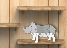 Laser Cut Rhino Shaped Wooden Puzzle Educational Toys Template Free CDR Vectors Art