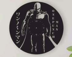 One Punch Man Vinyl Record Wall Clock Laser Cut Free CDR Vectors Art