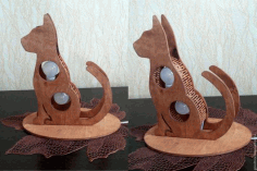 Wooden Lamp Cat Free CDR Vectors Art