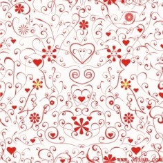 Romance Background Hearts Flowers Icons Red Curves Ornament Free CDR Vectors Art