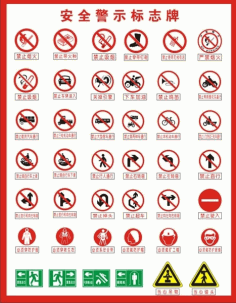 Safety Signs Collection Classical Flat Shapes Design Free CDR Vectors Art