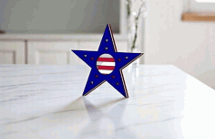 Laser Cut Wooden 4th Of July Badge