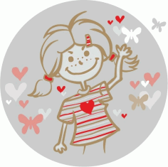 Girl and Flying Hearts Free CDR Vectors Art