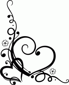 Love Heart Floral Swirl Free CDR Vectors Art