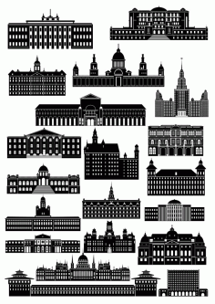 Beautiful Collection Of Buildings Free CDR Vectors Art